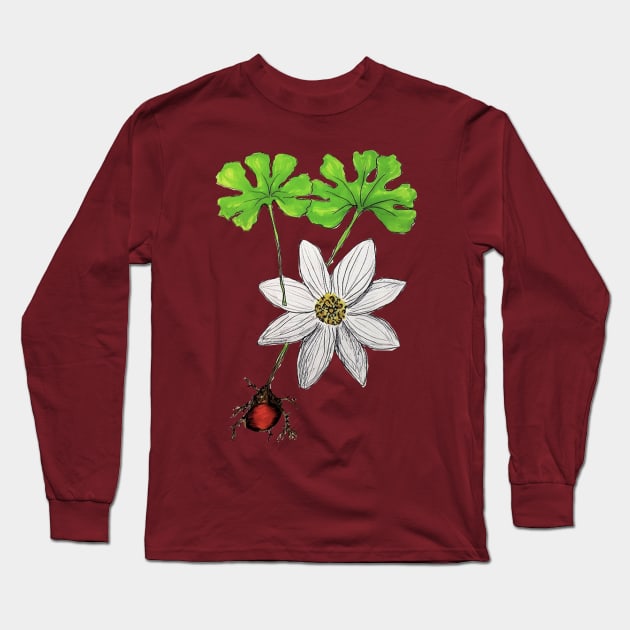 Bloodroot Flower Long Sleeve T-Shirt by Animal Surrealism